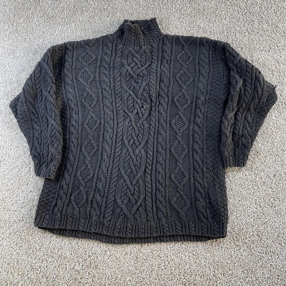 Vintage The Limited Sweater Womens XL Over Sized Black Cable Knit Mock Neck
